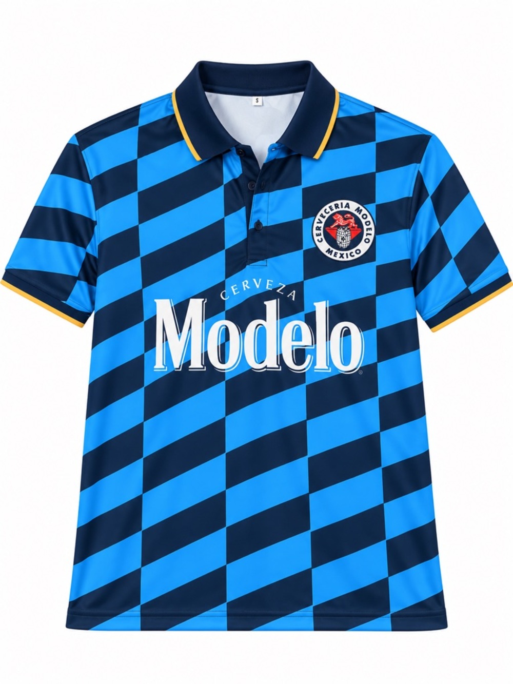 Modelo Cerveza Mexico Blue Checkered Polo Jersey | Size Small (Unisex)